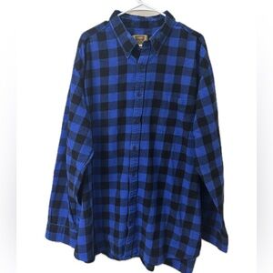 Foundry Supply Co Blue Black Buffalo Plaid Flannel Shirt 3XLT Tall Button Down